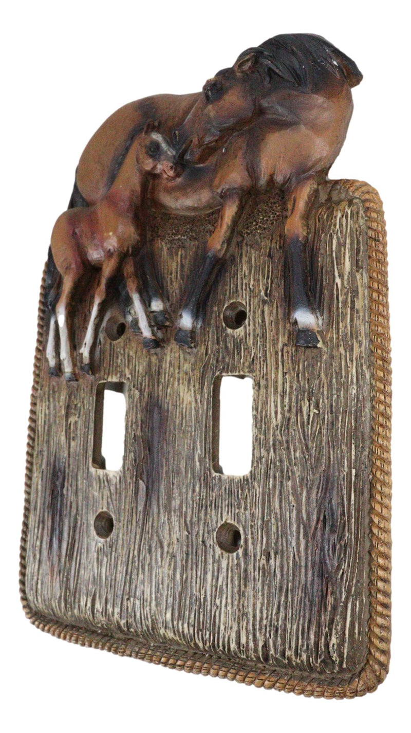 Set Of 2 Novelty Western Country Equine Horses Double Toggle Switch Plates