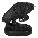 Rustic Western Charging American Buffalo Bison Bronze Electroplated Resin Statue