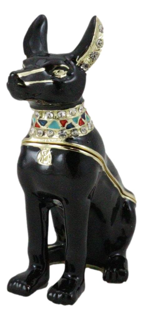 Egyptian Anubis Dog God Of The Dead Pewter Austrian Crystals Trinket Jewelry Box