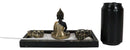 Meditating Gold Robe Buddha Zen Garden Kit With Lotus Candle Holders Sand Rake