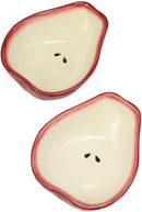 Ebros Ceramic Red Anjou Pear Halves Small 4oz Dipping Saucer Condiment Bowl Set Of 2