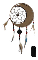 Set Of 2 Southwestern Indian Boho Chic Moon Gray Wolf Feather Wall Dreamcatchers