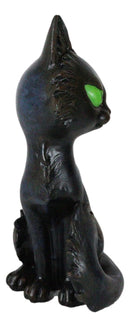 Witchcraft Mystical Curling Black Cat Green Eyes Sitting Halloween Figurine