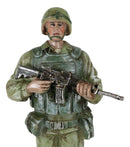 Military Battlefield Marine Army Soldier Standing On Guard With Rifle Figurine