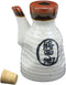 White Traditional Japanese Soy Sauce Dispenser Flask 6oz Tenmoku Porcelain Set