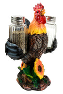 Farm Barnyard Rooster Salt Pepper Shakers Holder Figurine Spice To Crow About