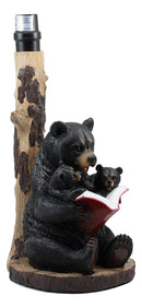 Bedtime Story Mama Bear Reading to Baby Bears Table Lamp with Printed Paw Shade