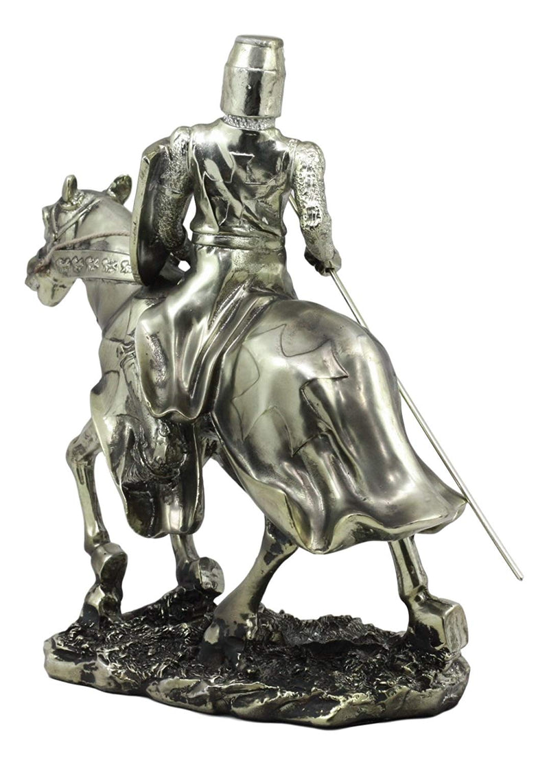 Ebros Medieval Suit of Armor Knight With Poleaxe On Cavalry Horse Statue 9" Long Medieval Warfare Heavy Cavalry Champion With Pollaxe Decorative Figurine