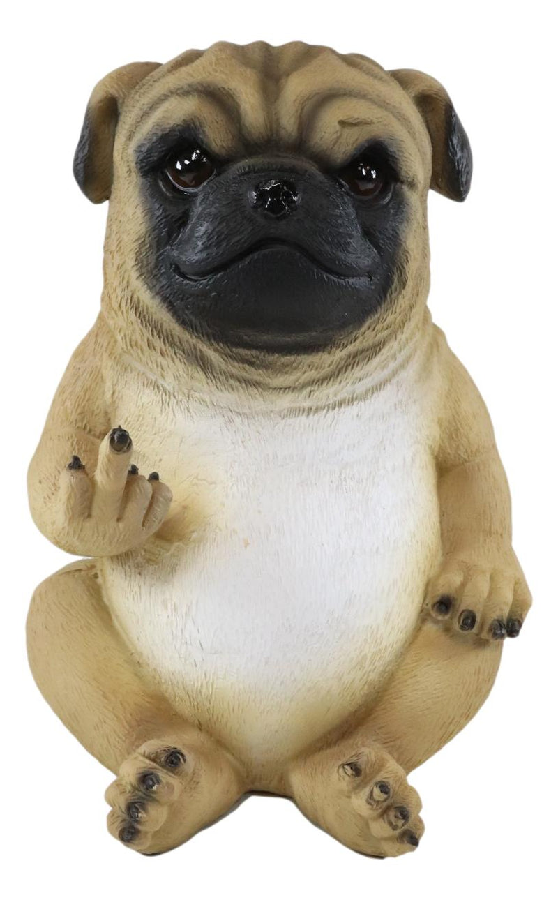 Ebros Feisty Pooch Rude Fat Pug Puppy Dog Flipping The Bird Figurine Guest Greeter