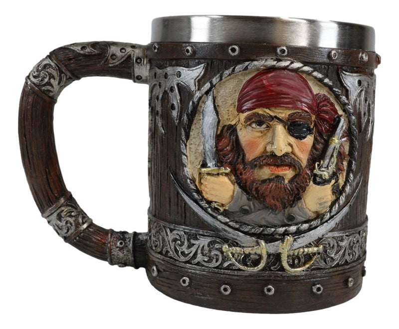 Ebros Pirates Caribbean Seas Pirate Captain Sparrow And Hook Tankard Coffee Mug