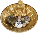 Ebros Feng Shui Golden Meditating Buddha Zen Dish With Pebbles & Lotus Flower