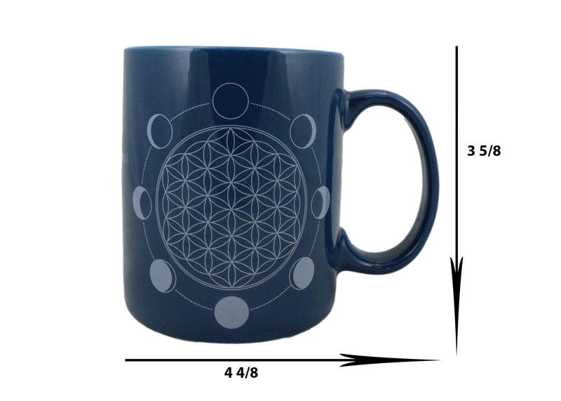 Pack Of 2 Flower Of Life And Phases Of The Moon Sacred Geometry Coffee Mugs 12oz