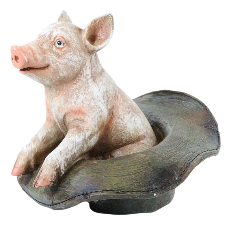 Country Farmside Western Adorable "Babe" Pink Pig In Cowboy Hat Figurine 5.25"H