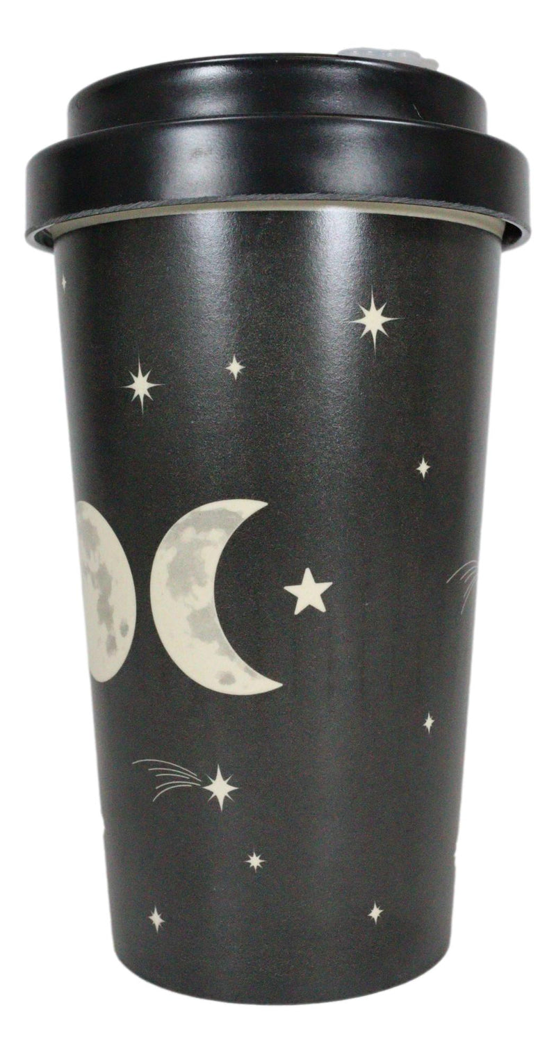 Triple Moon Waxing Full Waning Moons Bamboo Travel Mug Cup With Lid And Sleeve