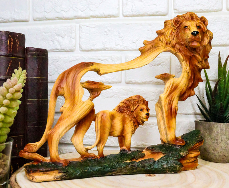 Ebros African Safari Grasslands Scene Lion King Rustic Faux Wood Cutout Figurine 8"L