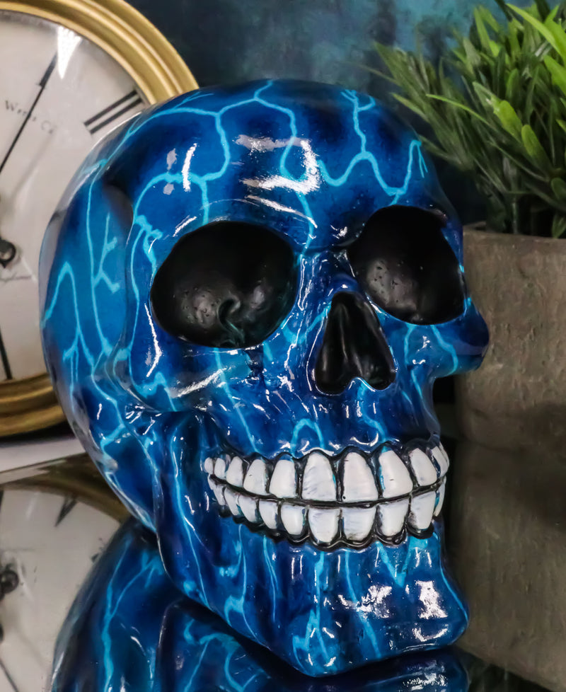 Zeus Lightning Bolt Thunder Storm System Blue Thunderbolt Skull Macabre Figurine