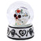 Black And White Hearts And Bones Day of the Dead Sugar Skull Small Water Globe