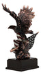 Wings of Glory Bald Eagle Clutching On American Flag Statue Bronze Electroplated