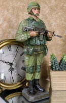 Military Battlefield Marine Army Soldier Standing On Guard With Rifle Figurine