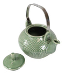 Ebros Gift Imperial Spotted Texture Teapot With Stainless Steel Handle 28oz (Green)