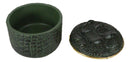 Faux Crocodile Pattern Textured Green Print Gold Trim Decorative Jewelry Box