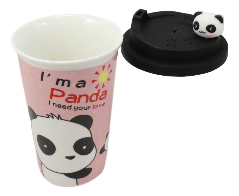 Whimsical China Giant Panda Ceramic Coffee Mug Cup With Spoon Set 16oz