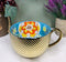 Large Luxury Gold Plated Ottoman Style Turquoise Flower Mug Bowls 28oz Set Of 3