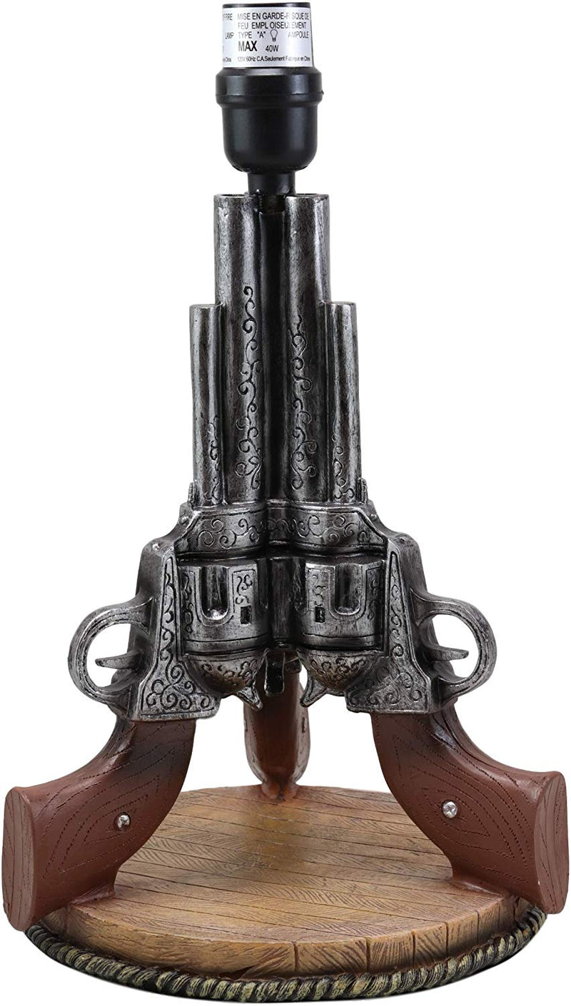 Western Wild West Triple Six Shooters Revolver Guns Side Table Lamp Statue Decor