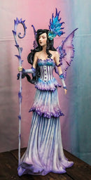 Ebros Large Amy Brown Spring Season Purple Lavender Fairy Holding Curling Magical Staff Statue 17.75" Tall Fantasy Mythical Faery Garden Magic Collectible Figurine Fairies Pixies Nymphs Decor