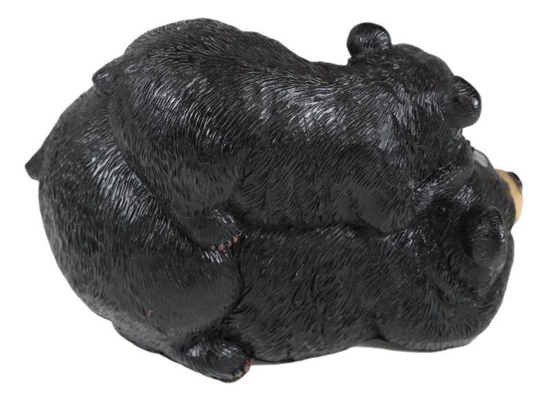 Ebros Rustic Forest Black Mama Bear And Cub Cuddling Shelf Snoozer Sitter Figurine