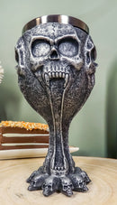 Ebros Metallic Silent Screaming Distorted Skull Face Tall Wine Drink Goblet Chalice