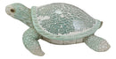 Aquamarine Coastal Beach Sea Turtle Statue With Mosaic Crushed Glass Shell 8.25"