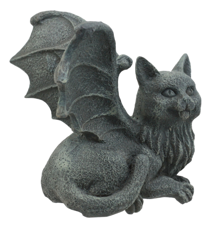 Ebros Gothic Winged Cat Gargoyle Shelf Sitter Statue 4" Wide PC Monitor Topper Decor Figurine