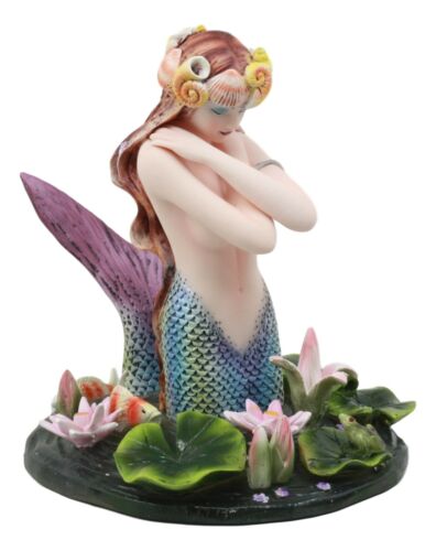 Ebros "Hundred Tears" Sorrowful Mermaid By Koi Fish Moon Pond With Lilies Figurine