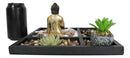 Meditating Buddha Zen Garden Kit With Lotus Candle Holders Sand Rake Succulents