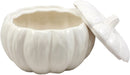 Ebros Ceramic Stoneware White Harvest Pumpkin Bowl With Lid 6"Diameter X 4Pieces