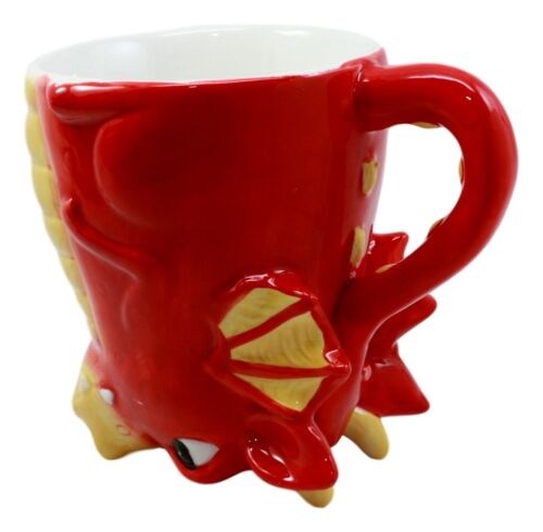 Topsy Turvy Ceramic Red Pyre Dragon Coffee Mug Drink Cup 11oz Collectible