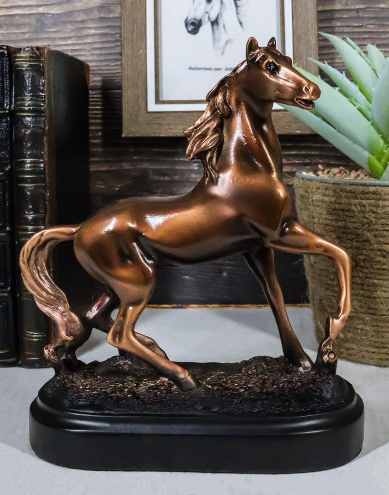 Rustic Western Country Equestrian Beauty Horse Bronzed Resin Figurine With Base