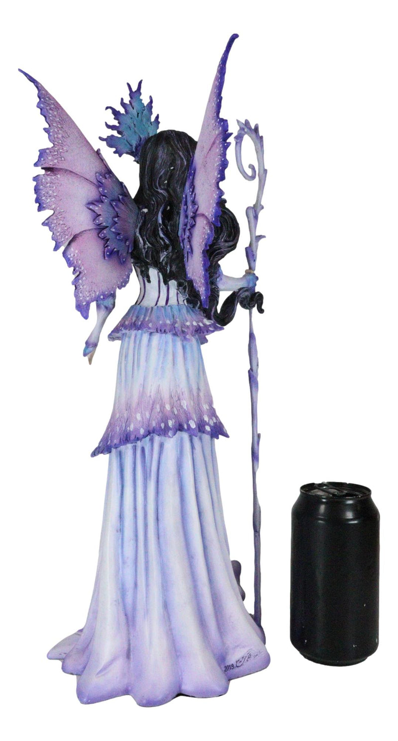 Ebros Large Amy Brown Spring Season Purple Lavender Fairy Holding Curling Magical Staff Statue 17.75" Tall Fantasy Mythical Faery Garden Magic Collectible Figurine Fairies Pixies Nymphs Decor