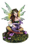 Ebros Green Gaia Earth Tribal Fairy With Purple Baby Dragon Wyrmling Fantasy Figurine