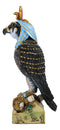 Egyptian Sky God Horus Falcon Bird With Pschent On Hieroglyphic Base Figurine