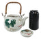 Feng Shui Auspicious Koi Fish Pair In Lily Pond Ceramic Teapot & 4 Tea Cups Set