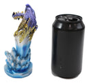 Purple And Gold Cosmic Dragon On Blue Crystal Stalactite Rock LED Light Statue