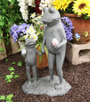 Ebros Large Aluminum Ice Cream Treat Father and Son Frogs Garden Statue 19" Tall