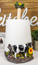 Rustic Western Holstein Bovine Cow by Sunflower Pasture Paper Towel Holder Stand