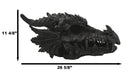 Oversized Giant 27"L Dragon Black Fossil Skull With Horns Grendel Drake Statue