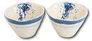 Nautical Blue And White Jellyfish Cereal Small Rice Soup Ceramic Bowls Pack Of 2