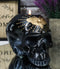 Black Gothic Skull Skeleton With Golden Butterfly And Evil Eye Candle Holder