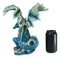 Ebros Large Blue Hyperion Water Behemoth Dragon Standing On Rock Figurine 11" H Decor