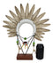 Western Tribal Indian Warrior Chief Headdress Metal Feathers Figurine With Stand